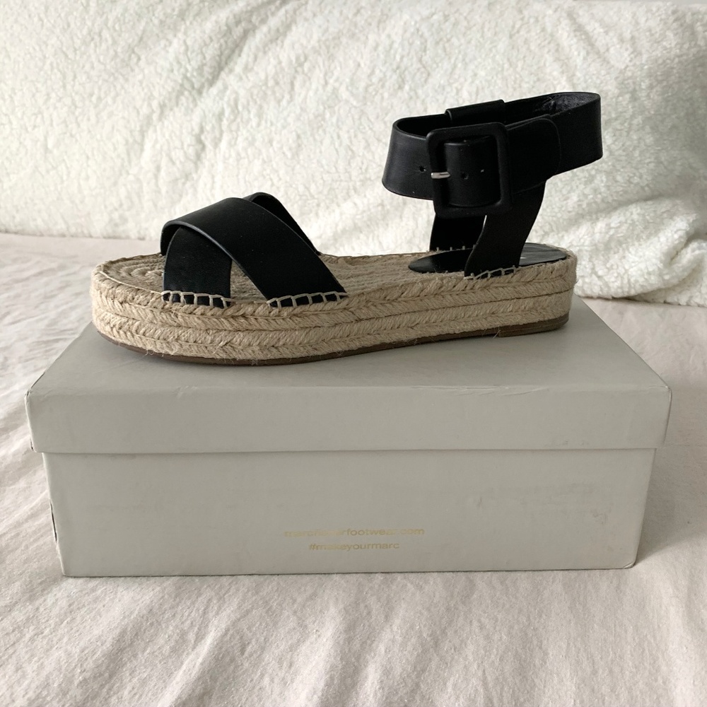 Marc Fisher Vienna Espadrille Wedge Sandal Black